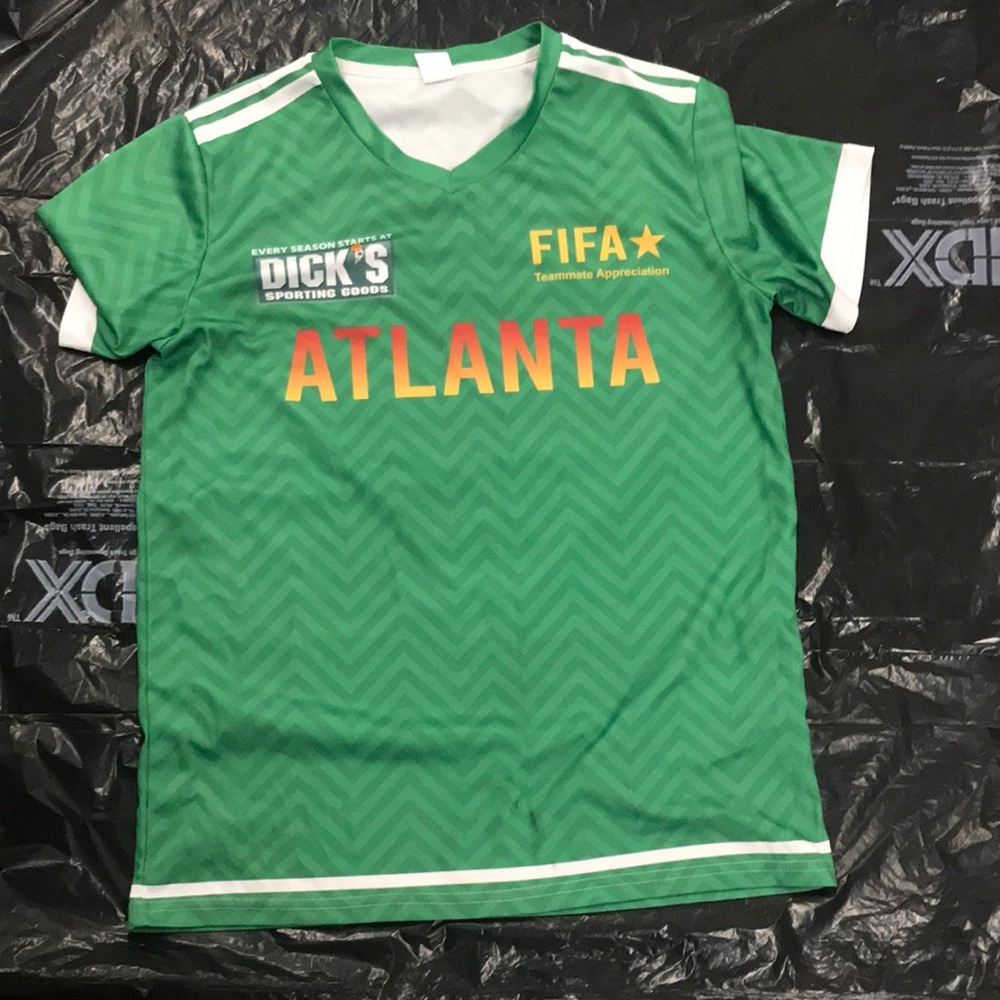 Atlanta Green Kids' Soccer Jersey with FIFA and Dick's Logos